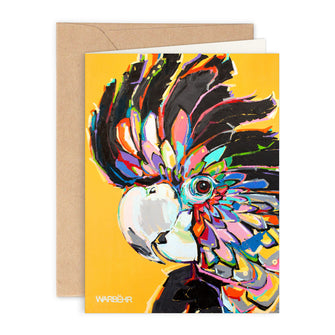 Black Cockatoo on Mustard, Greeting Cards by WarBëhr